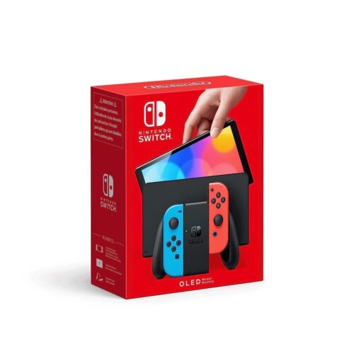 NINTENDO SWITCH OLED Modell Konsole schwarz neon-blau-rot Handheld Spielekonsole