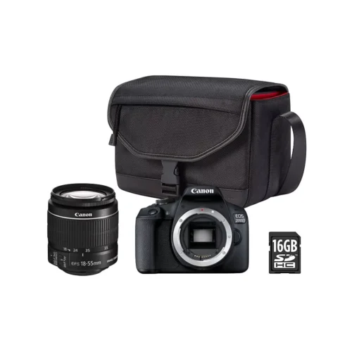 CANON EOS 2000D+EF-S 18-55 IS II Spiegelreflexkamera+Tasche+SD16GB