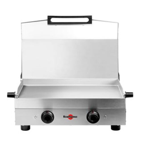 Krampouz Style Doppelte elektrische Plancha aus Edelstahl, 2500 W, schwarzer Edelstahl