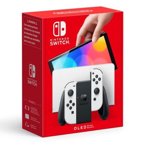 Nintendo Switch (OLED-Modell) mit Dock und weißen Joy-Con-Controllern